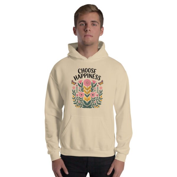 Choose Happiness Floral Design Unisex Hoodie - Image 2
